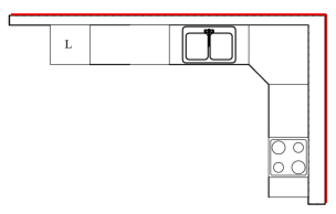 L-shaped kitchen