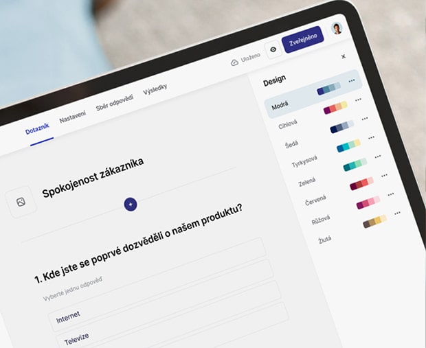 Ukážka online dotazníka a výsledného reportu na tablete