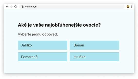 Ukážka uzavretej otázky s možnosťou jednej odpovede