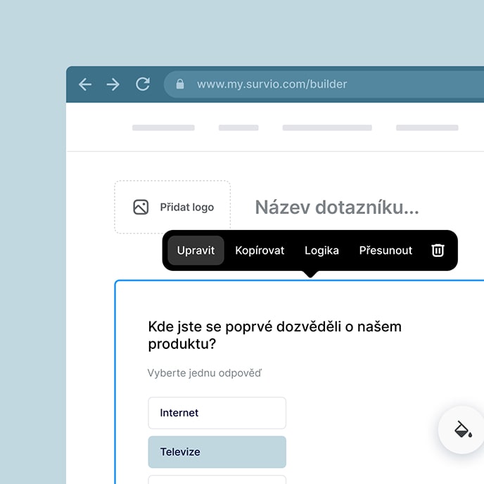 Jednoduchý editor dotazníku s řadou editačních funkcí a možností nastavení.
