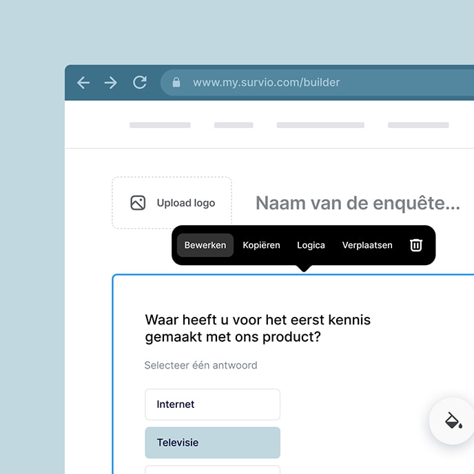 Eenvoudig te gebruiken vragenlijstbouwer met een groot aantal opties om vragenlijsten te bewerken.