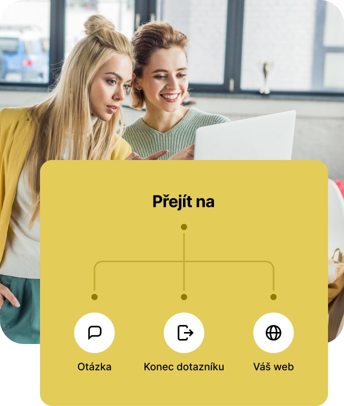 Dvě ženy vyplňující dotazník na notebooku.