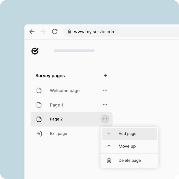 Options to define own structure and question placement within the questionnaire.