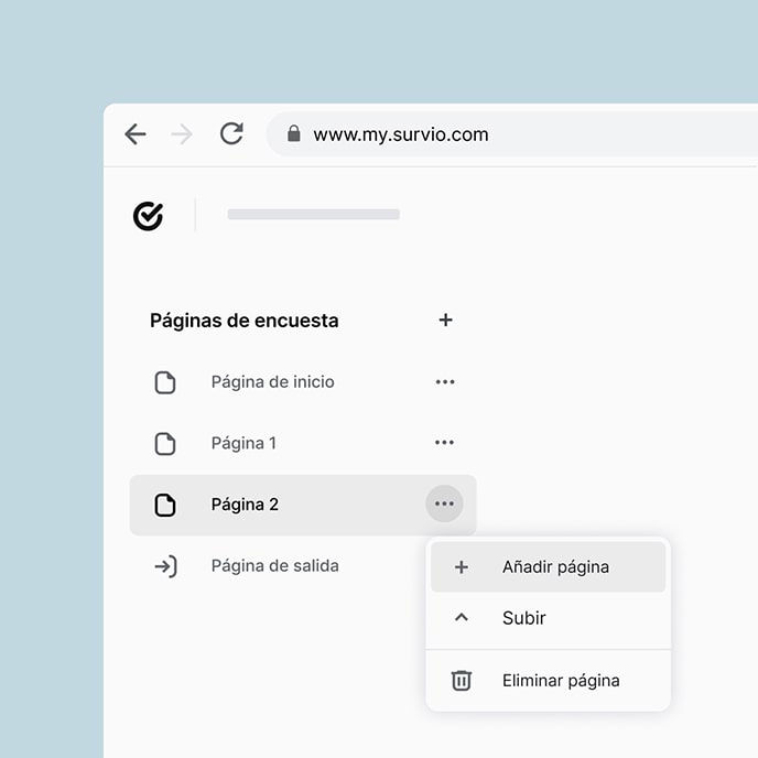 Opciones de definir la estructura propia del cuestionario y la organización de preguntas.