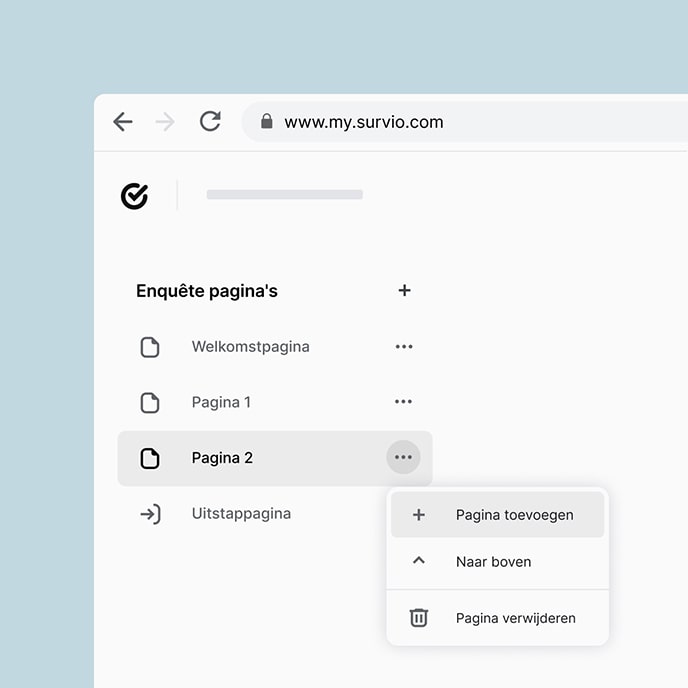 Opties om uw eigen vragenlijststructuur en vraagindeling te bepalen.