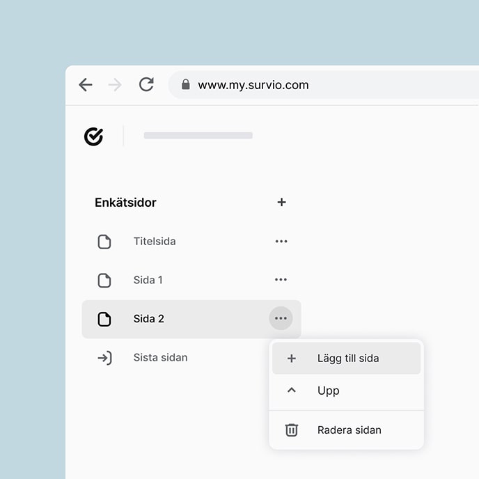 Alternativ för att definierna en egen struktur och frågornas placering i enkäten.