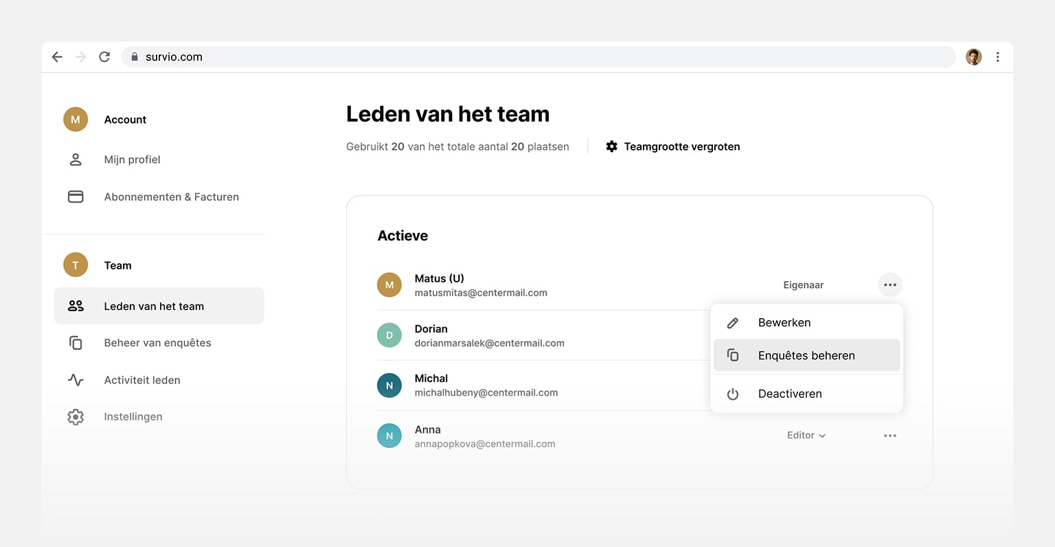 Eenvoudige onboarding voor meerdere gebruikers tegelijk. Samenwerken in teams.