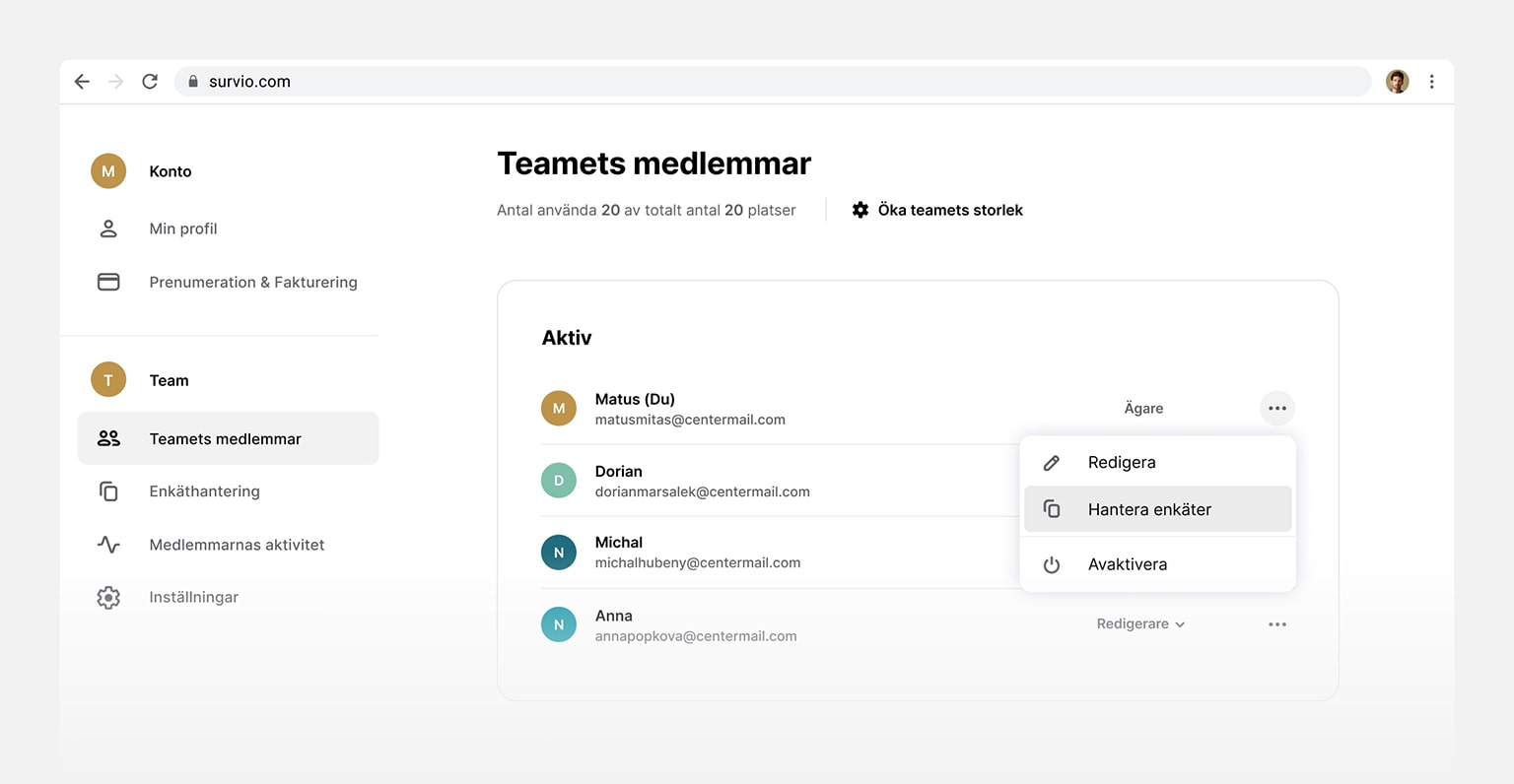 Enkelt medtagande av fler användare på en gång. Samarbeta i team.