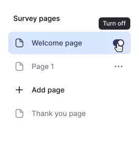 Przykład ukrywania funkcji strony tytułowej w Survio.