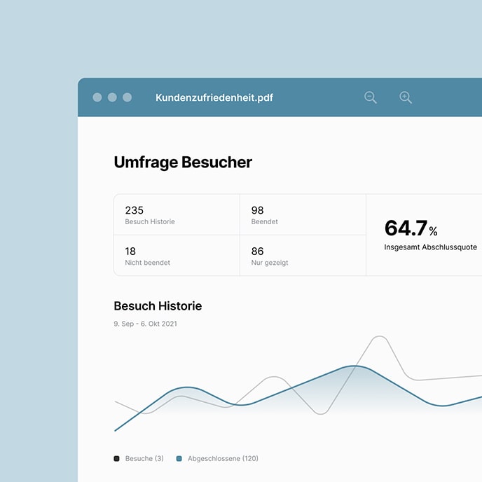 Ein Beispielbericht mit Statistiken zu den Umfrage Besucher.