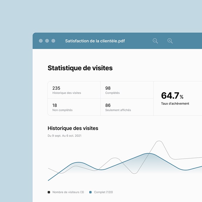 Exemple de rapport avec les statistiques de visites de sondage.