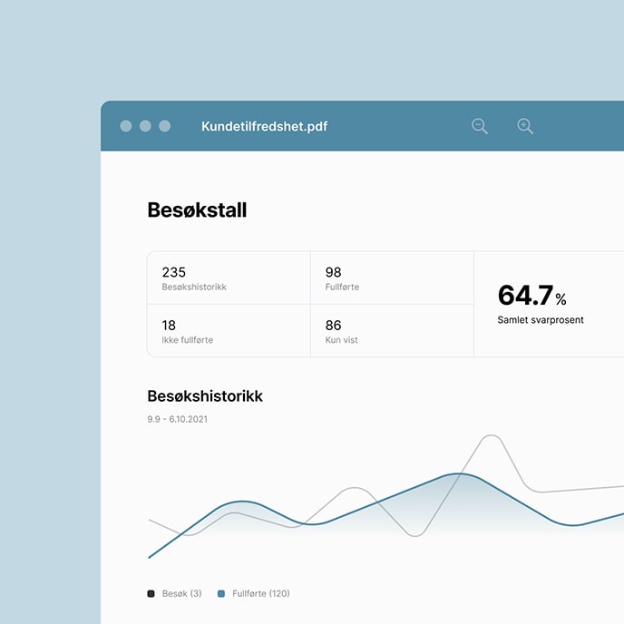 En eksempelrapport som viser antall besøkende til undersøkelsen.