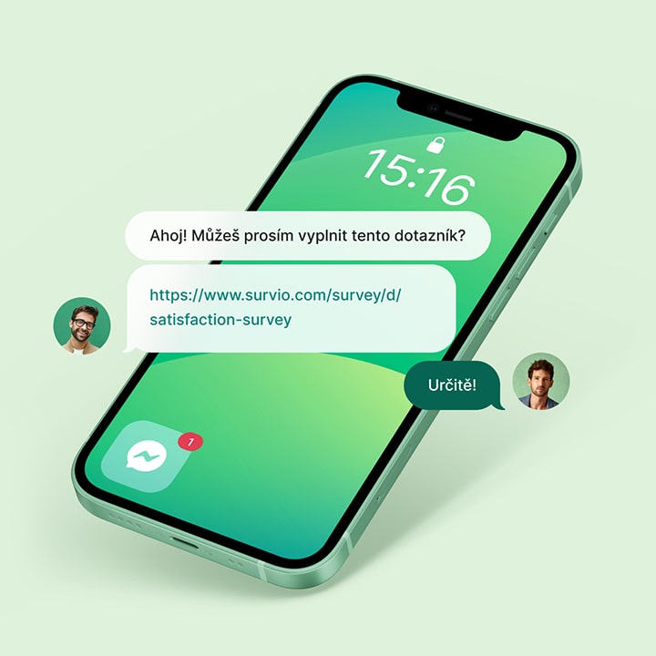 Komunikace v messengeru s dotazem na vyplnění dotazníku