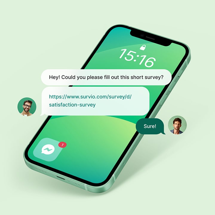 Messenger communication showing an inquiry to fill in a questionnaire