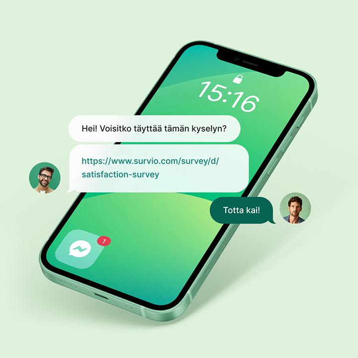 Messenger-viesti, jossa pyydetään täyttämään kyselylomake