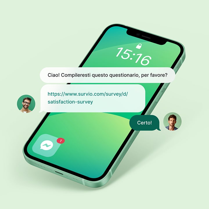 Comunicazione su messenger con una richiesta di compilare il sondaggio