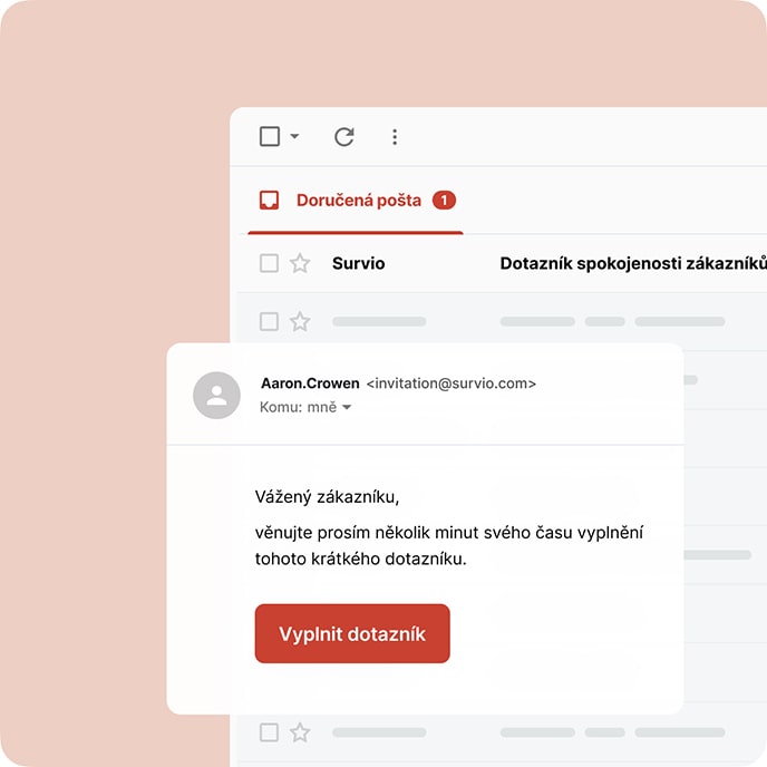 E-mailová zpráva s pozvánkou k vyplnění online dotazníku