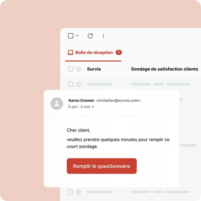 Un message électronique vous invitant à remplir un sondage.