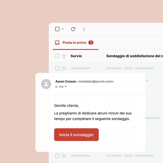 Un messaggio di posta elettronica che ti invita a completare un questionario online