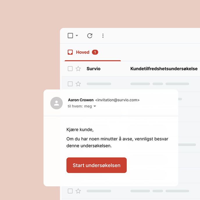 En epost med invitasjon til å besvare en spørreundersøkelse på nett