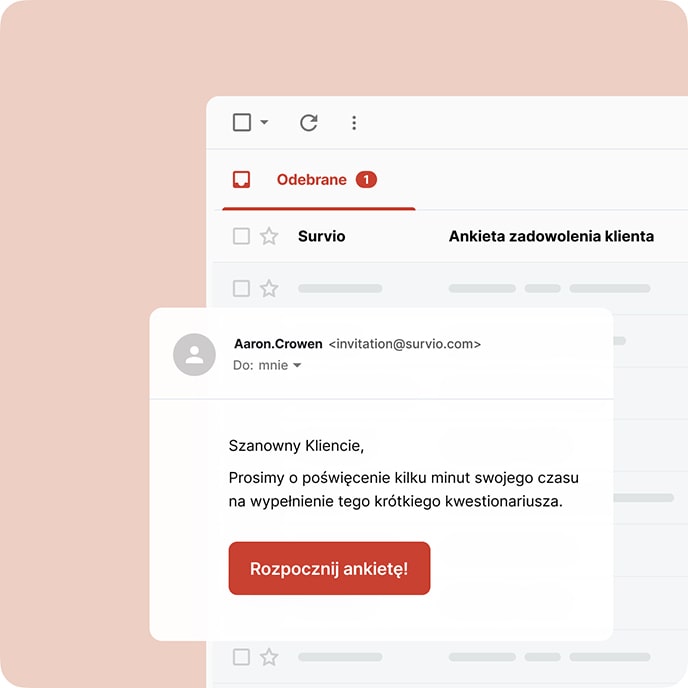 Wiadomość e-mail z zaproszeniem do wypełnienia internetowego kwestionariusza