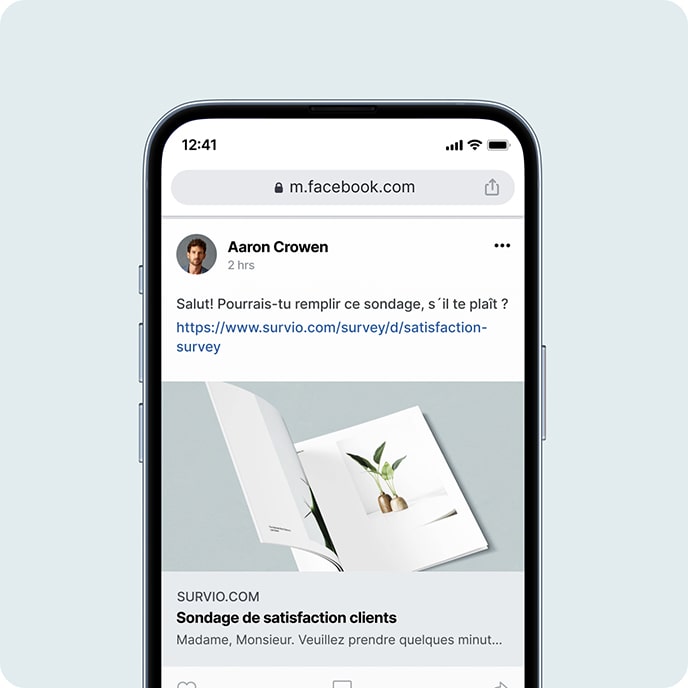 Affichage smartphone avec page d´introduction du sondage en ligne