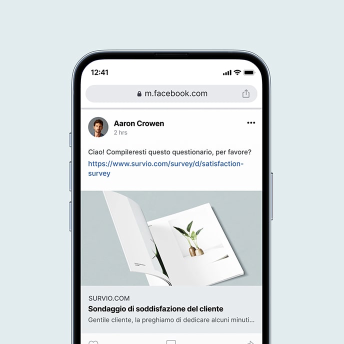 Display per smartphone con pagina introduttiva del sondaggio online