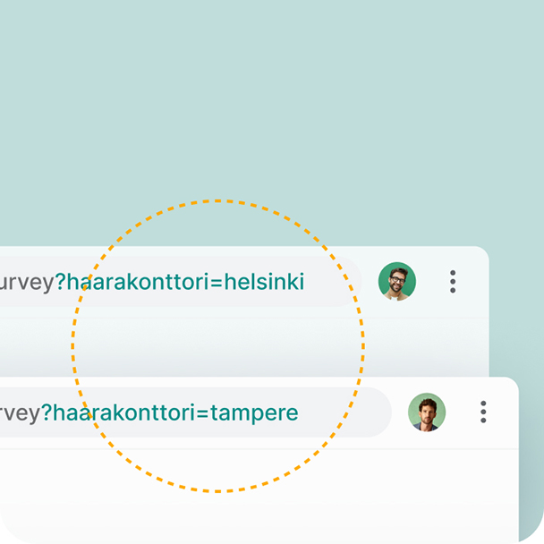 Esimerkki URL-osoitteeseen lisätystä mukautetusta parametrista