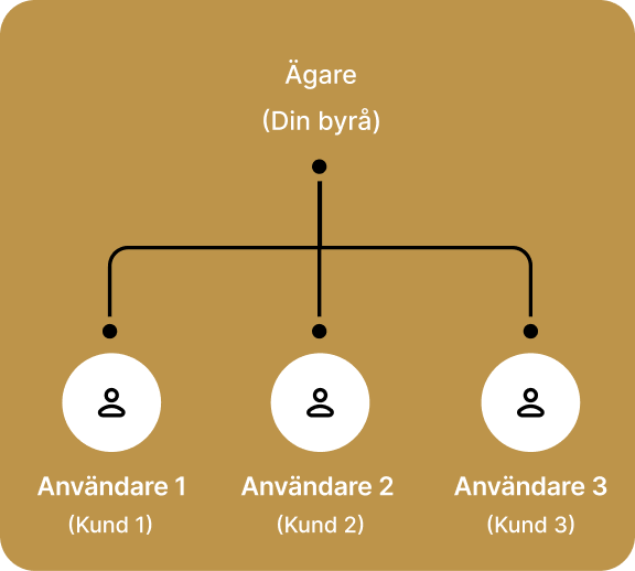 Schema för användarhantering inom ramen för teamkontot i Surviu PRO