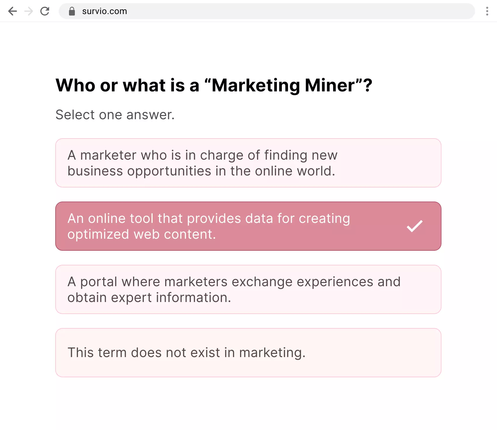 An example of a single-choice question