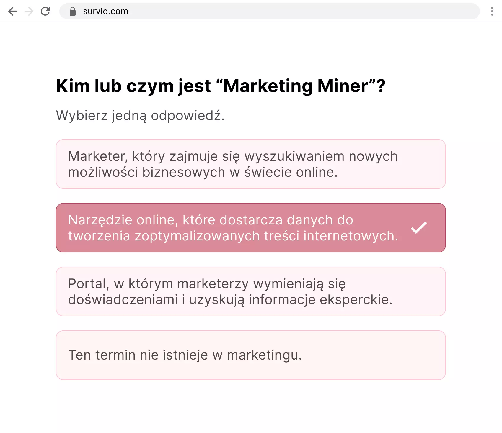 Przykład pytania zamkniętego z jedną odpowiedzią
