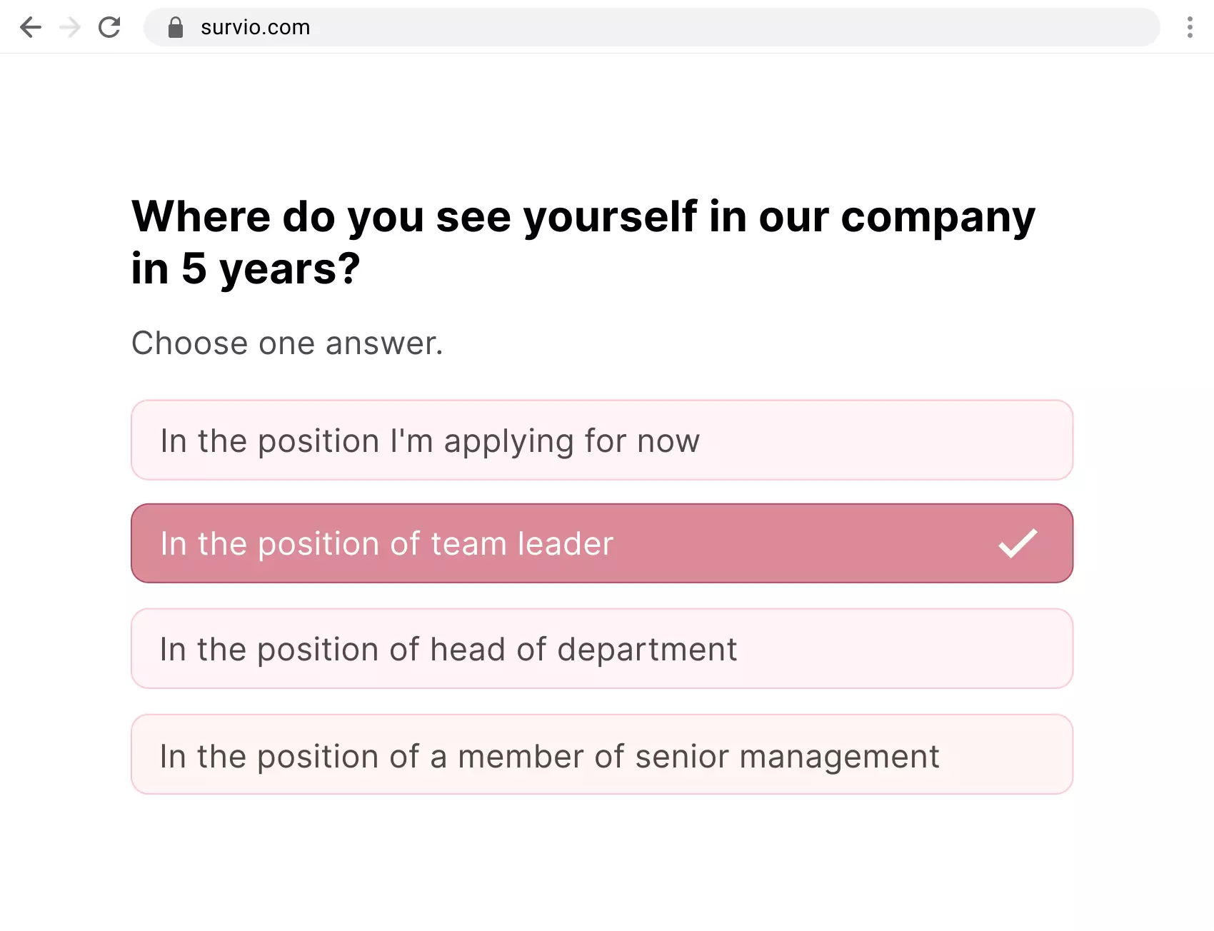 An example of a single-choice question