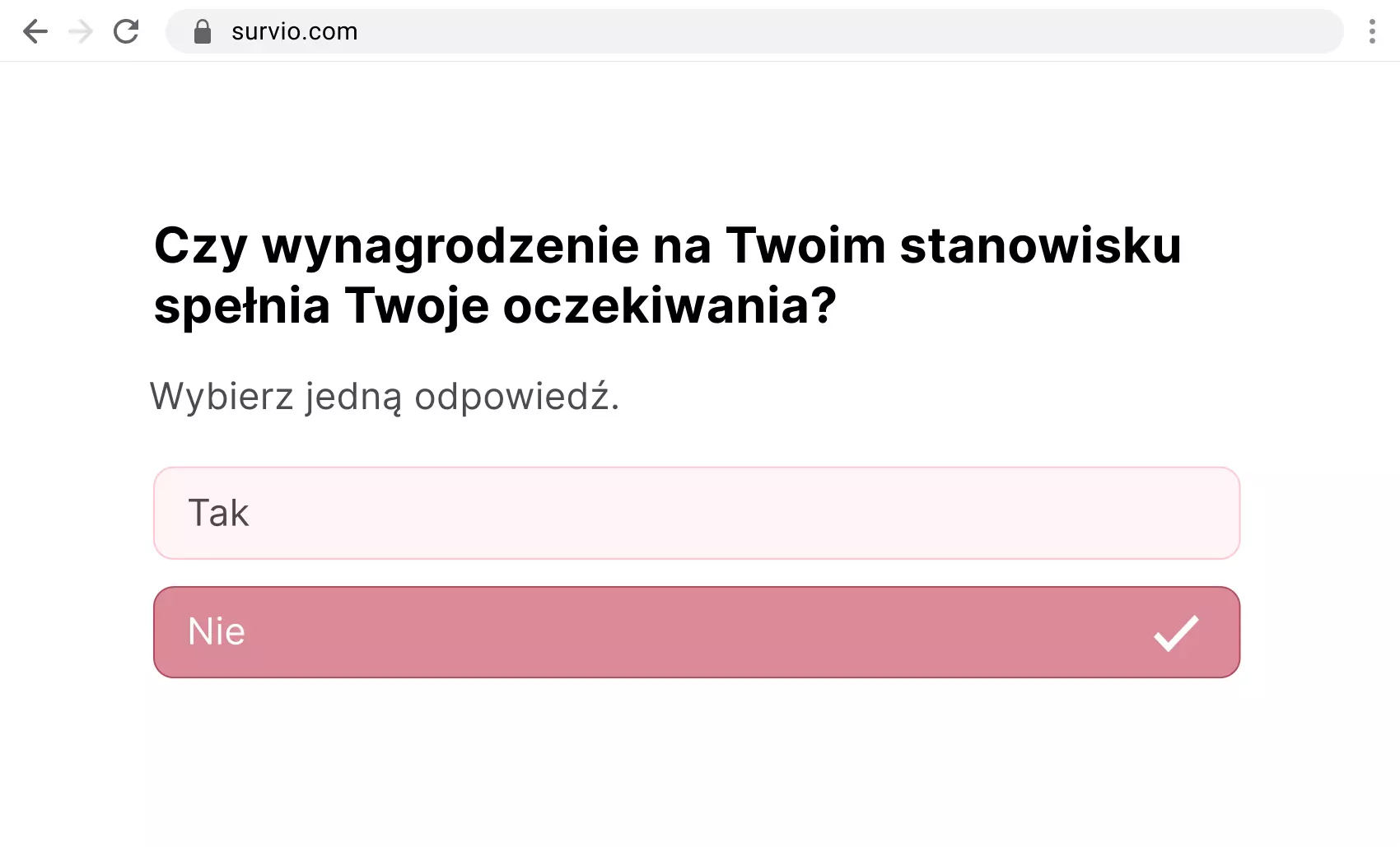 Przykład pytania zamkniętego z jedną odpowiedzią