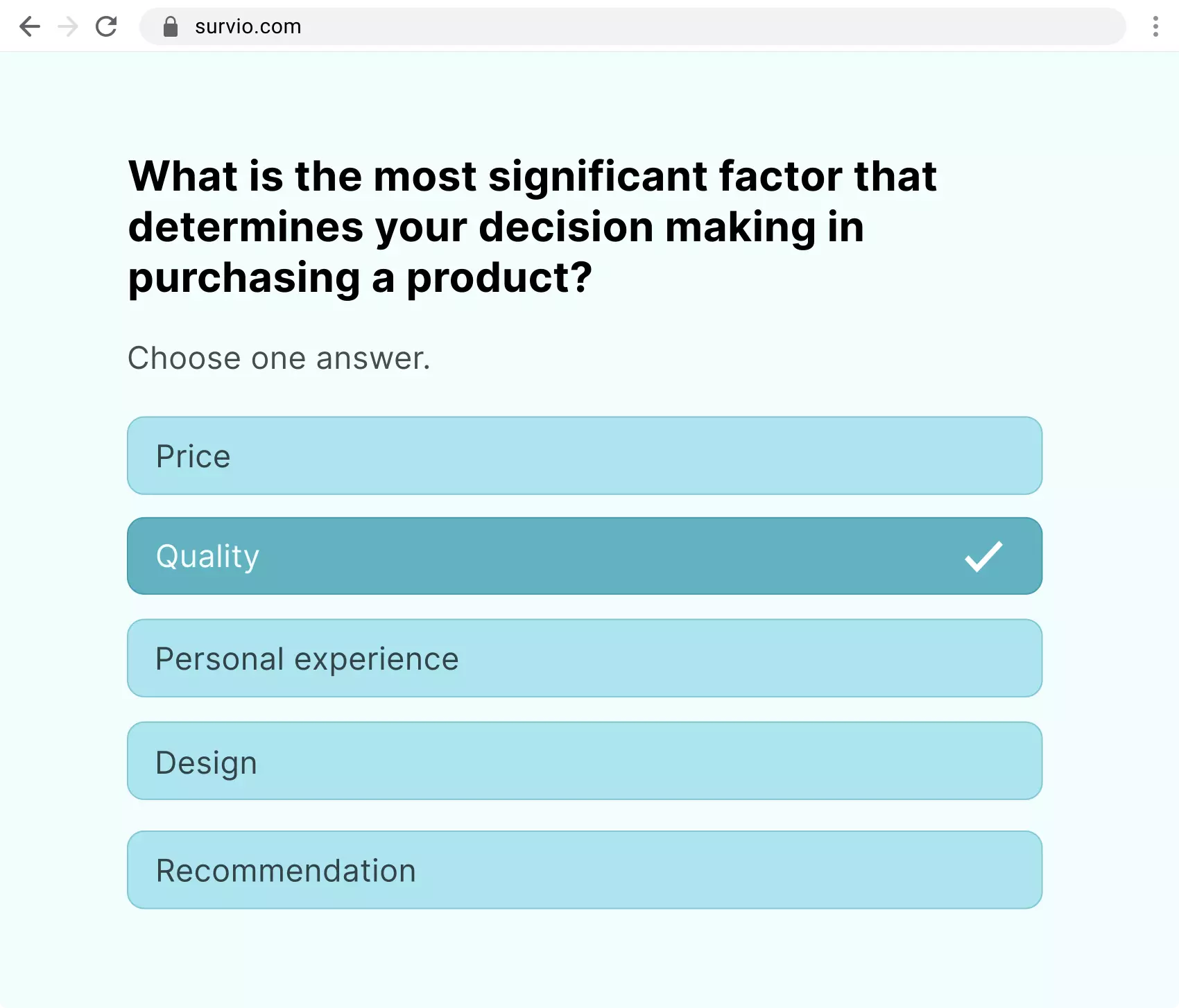 An example of a single-choice question