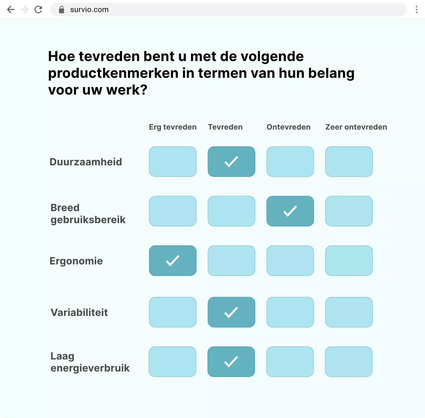 Een voorbeeld van een matrixvraag