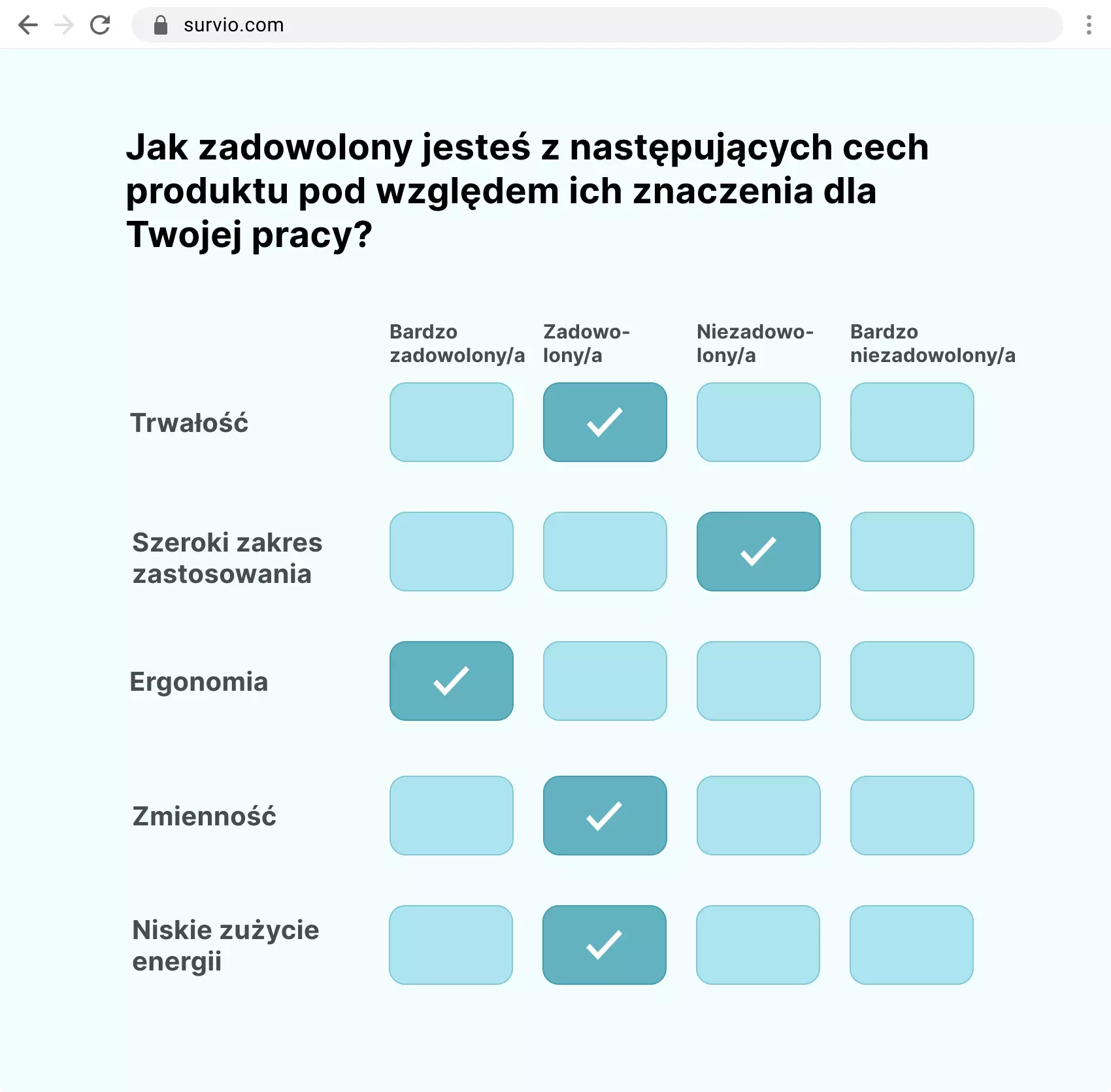 Przykład pytania matrycowego
