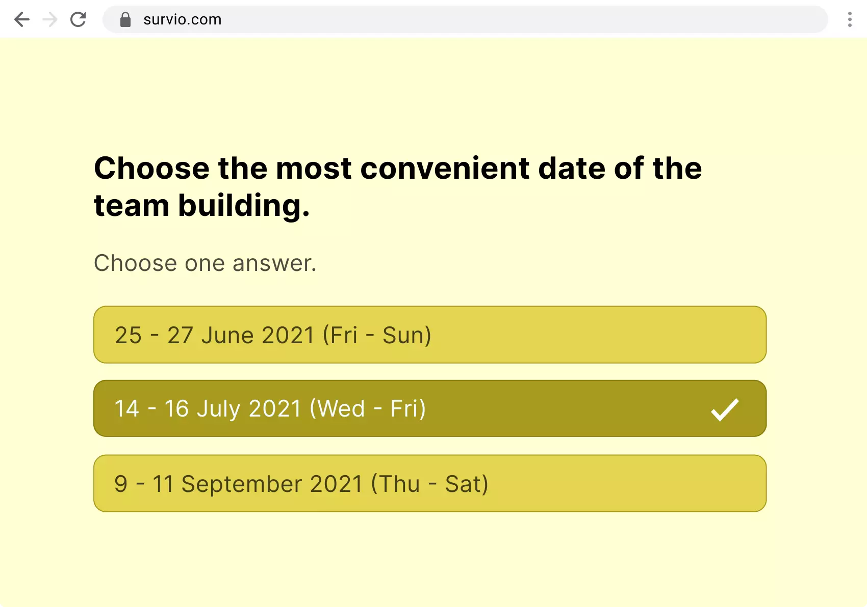 An example of a single-choice question