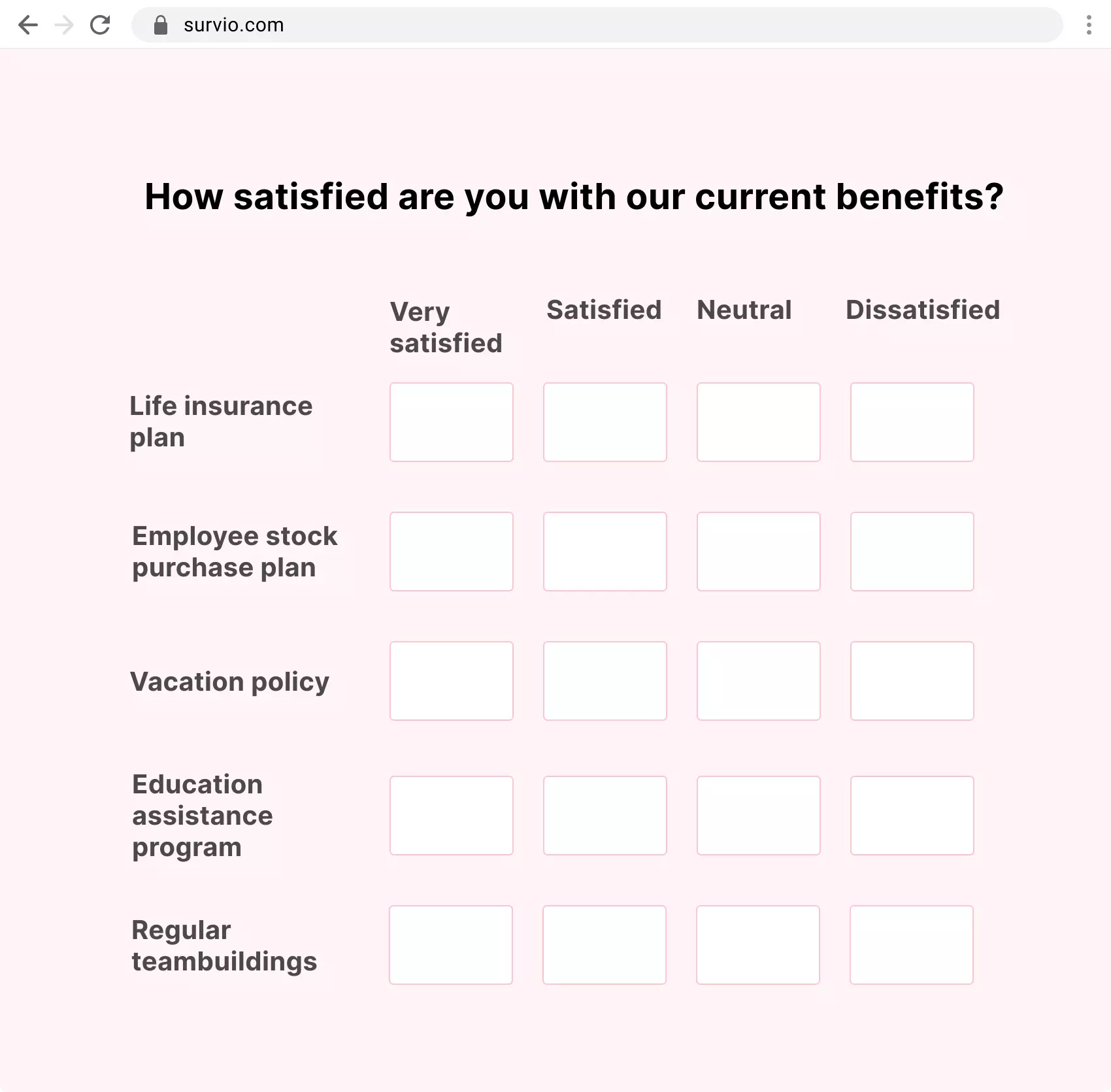 An example of a matrix question
