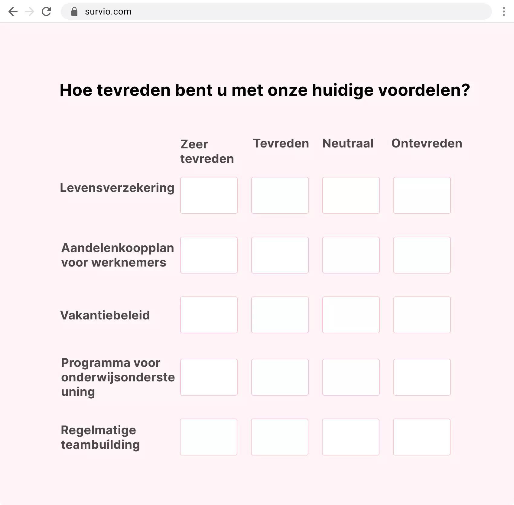 Een voorbeeld van een matrixvraag