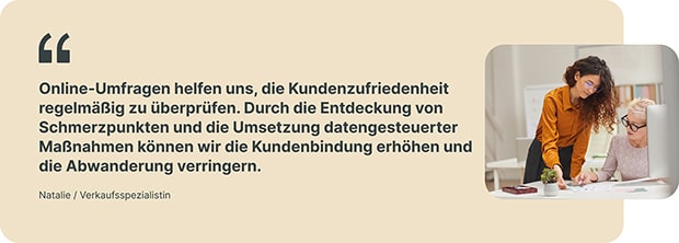 Eine Referenz über Kundenbindung und Kundenabwanderung von einem Verkaufsspezialistin